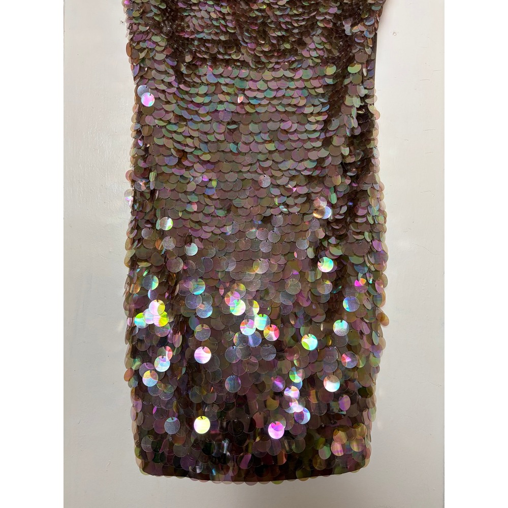 Nikibiki Womens Large Iridescent Sequin Mini Dress‎ Brown Party Cocktail - Picture 3 of 5